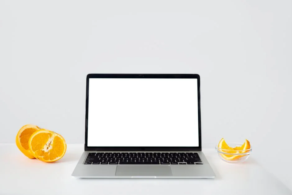 Vector icons with modern phone near computer monitor and credit card with gray lines on purple background